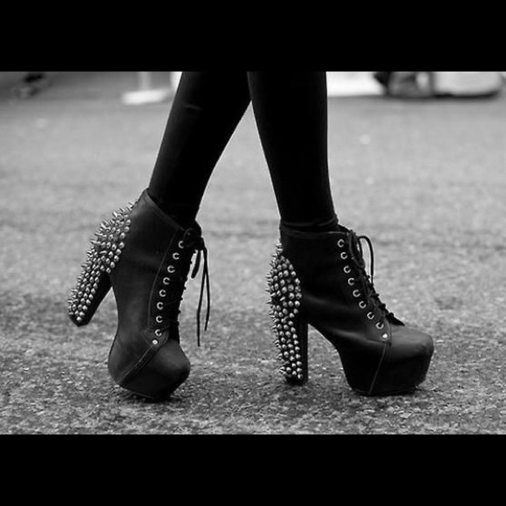 COPY - Jeffrey Campbell black leather spike lita …